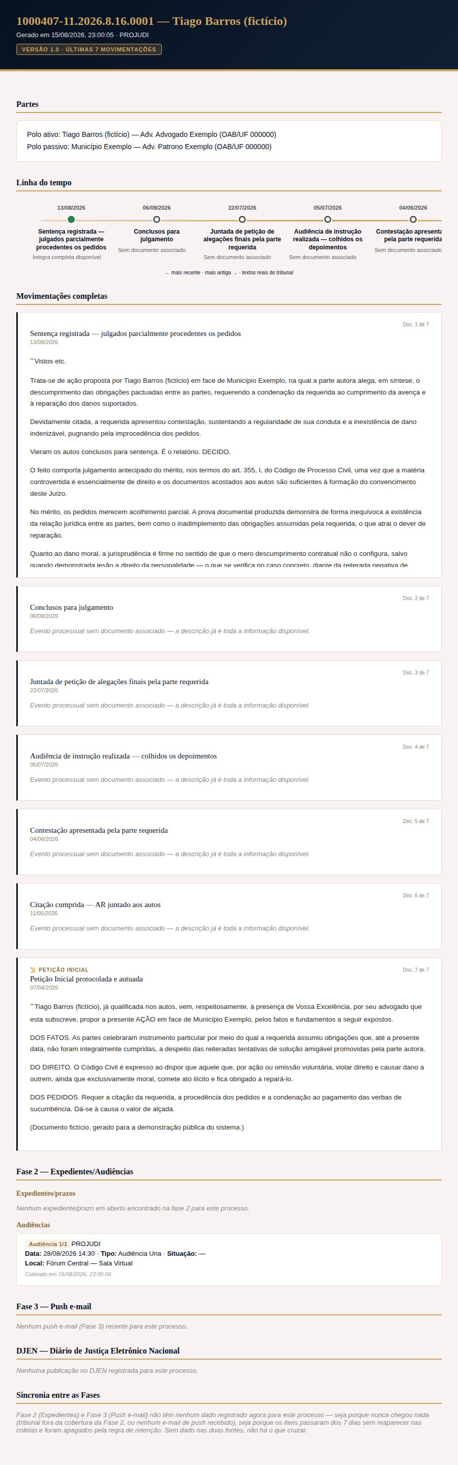 Relatório Consolidado do sistema: partes do processo, linha do tempo e íntegra completa da decisão